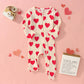 Gliglittr Newborn Infant Baby Girl Valentine'S Day Romper Long Sleeve Bodysuit Cute Heart Print Ribbed Onesie Jumpsuit(Beige,9-1