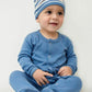 L'Ovedbaby Baby Girls Organic Snap One-Piece Footies, Slate, 3-6 Months Us