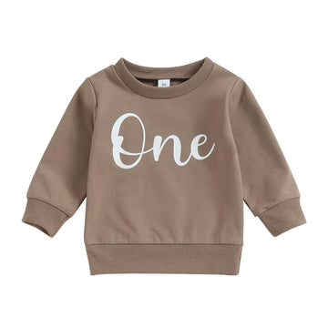 First Birthday Boy Outfit Baby Boy Crewneck Sweatshirt One Year 1St Birthday Outfit Cute Fall Winter Clothes (A-Coffee, 12-18 Mo