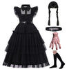 Ruxinrua Black Costume Dress, 4-13 Years Girls Outfits With Accessories Dress Up Set, Family Halloween Cosplay Party (12-13)