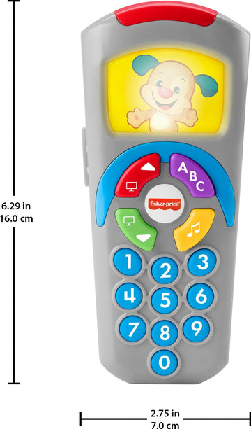 Fisher-Price Baby Learning Toy Laugh & Learn Puppys Remote Pretend TV Control with Music & Lights for Developmental Play Infants