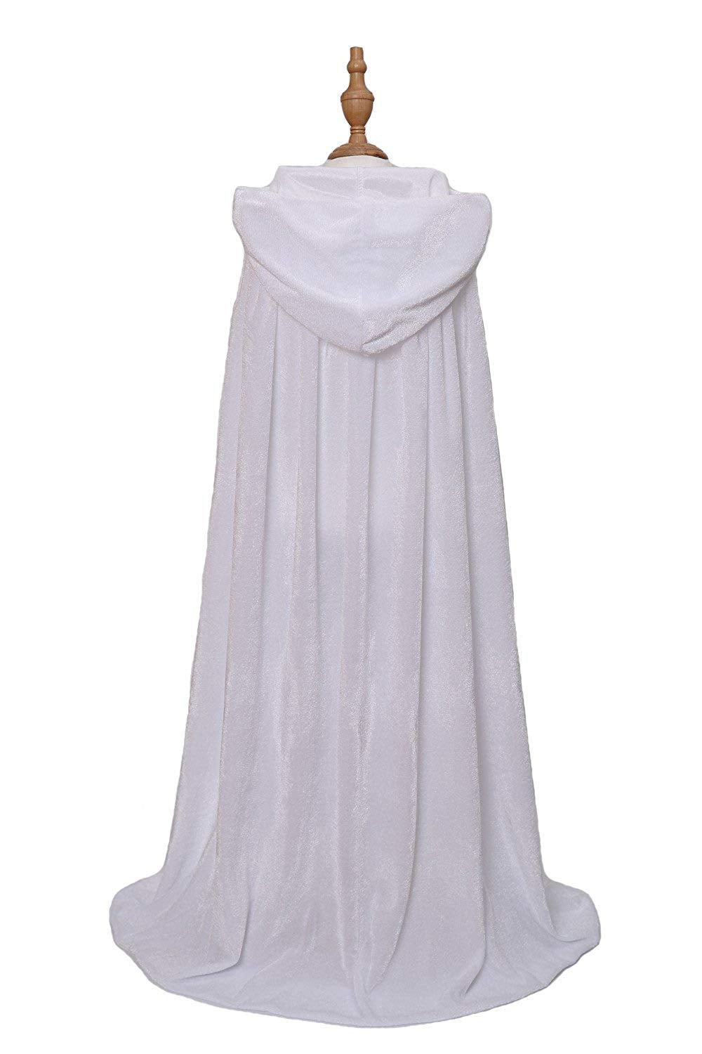 Makroyl Kids Velvet Cloak Cape With Hooded For Halloween Christmas Cosplay Costumes (Small, White)