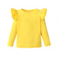 Lysmuch Toddler Baby Girls Long Sleeve Ruffle T Shirt Kids Casual Plain Solid Top Blouse T-Shirt Undershirt (Yellow,3-4T)