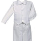 White Poly-Cotton Weaved Vest, Bow And Pant Set