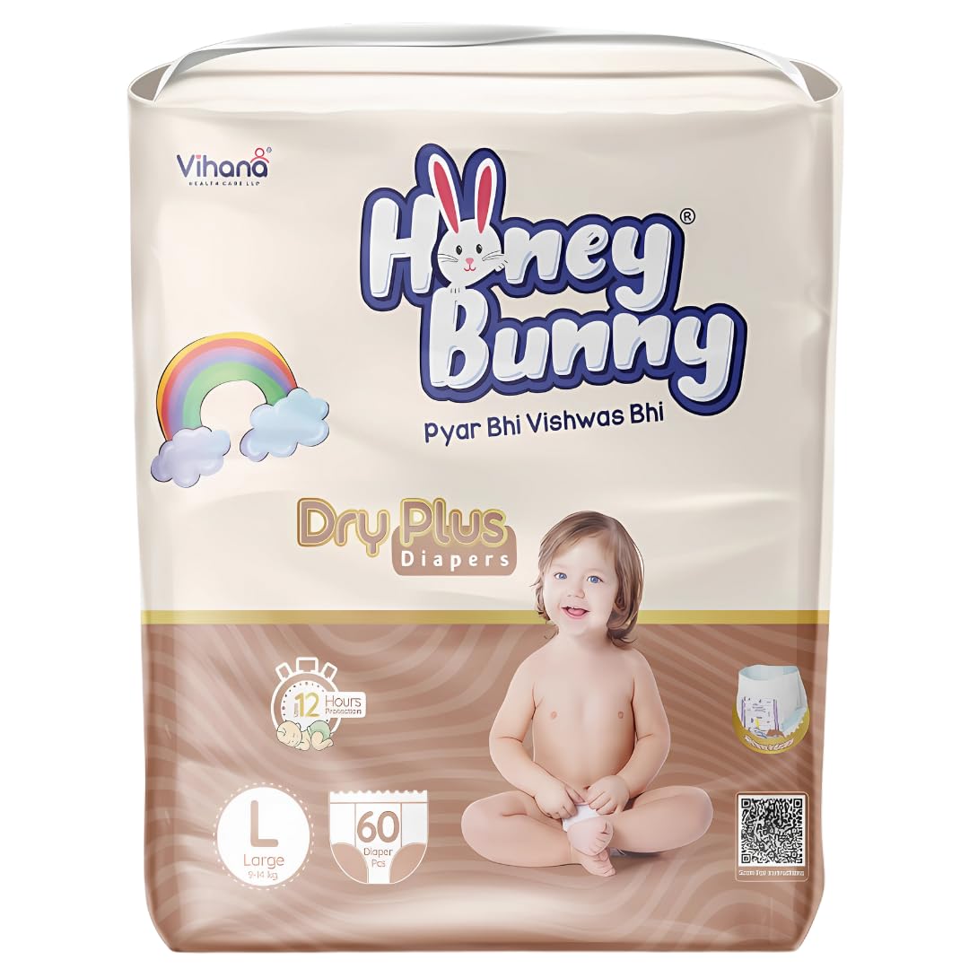 Honey Bunny Baby Diaper Pants Super Soft Dry Plus 12 Hour Protection L60