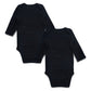 Defahn Baby Bodysuit Pack 2 Long Sleeve Onesie For Newborn Boys Girls Black 9-12 Months