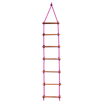 Ashish Rope Climbing Ladder Indoor/Outdoor For Kids  Ninja Obstacle, 4 To 10 Years (Pink)