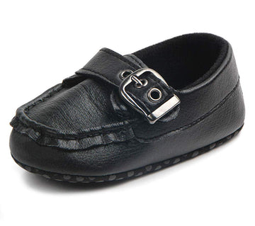 Lonsoen Baby Girls Boys Loafers Prewalker Moccasin Crib Shoes,Bay206 Black 0-6 Months Infant