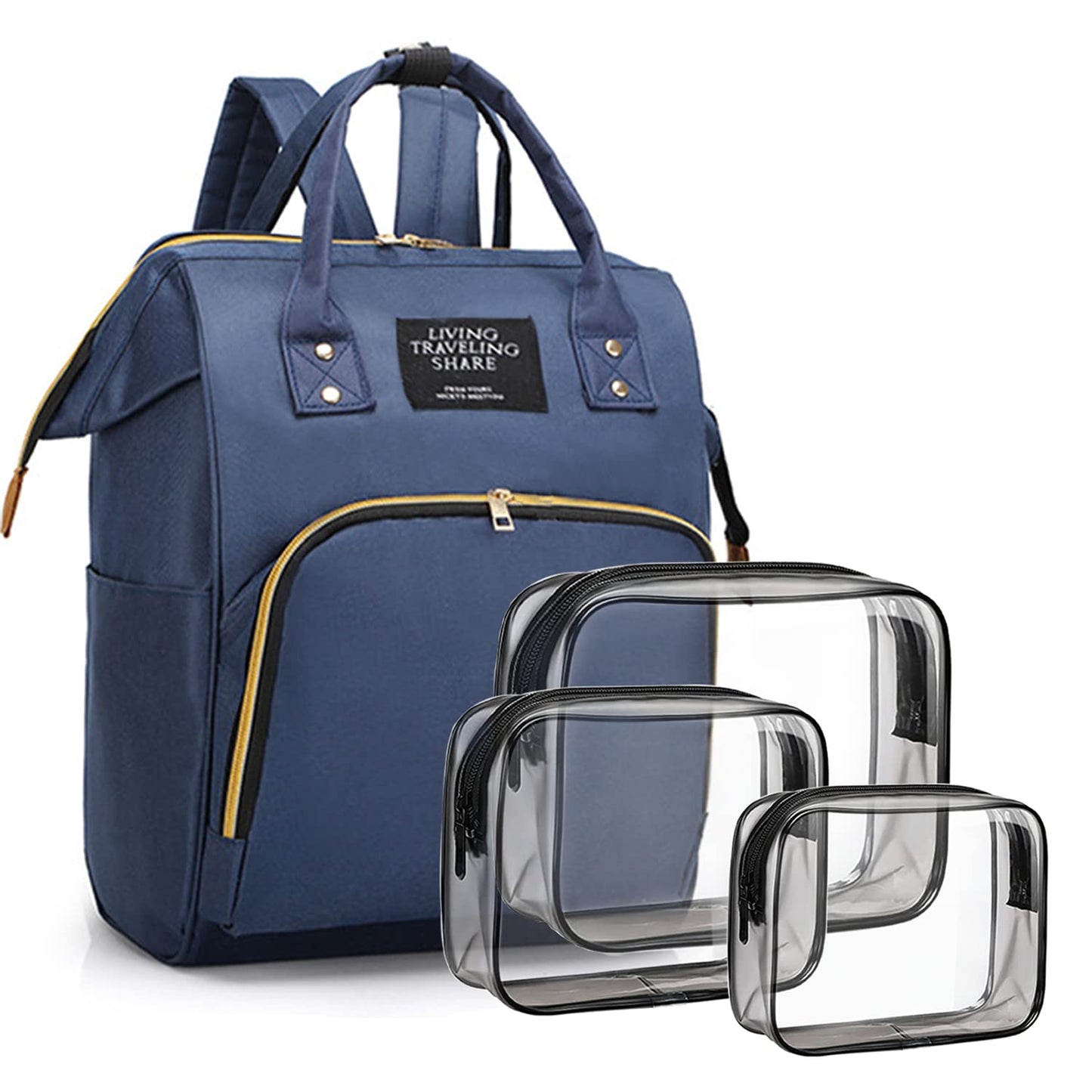 Diaper Bag With Organizing Pouches, Nappy Bags Handbag Multifunction Diaper Bag For Baby Care Travel Backpack Large Capacity Blu