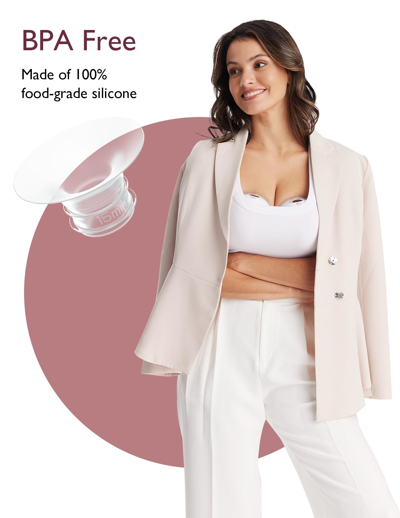 Momcozy Flange Insert 15Mm Compatible With Momcozy M5. Original M5 Breast Pump Replacement Accessories, 1Pc (15Mm)