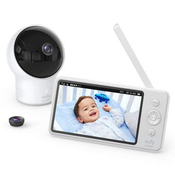 eufy Security Spaceview Video Baby Monitor E110 with Camera and Audio, Security Camera, 720p HD Resolution, Night Vision, 5 Disp