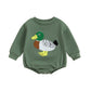 VISGOGO Newborn Infant Baby Boy Girls Oversized Romper Little Dude Sweater Onesie Coming Home Outfit Neutral Clothes (Green-Duck