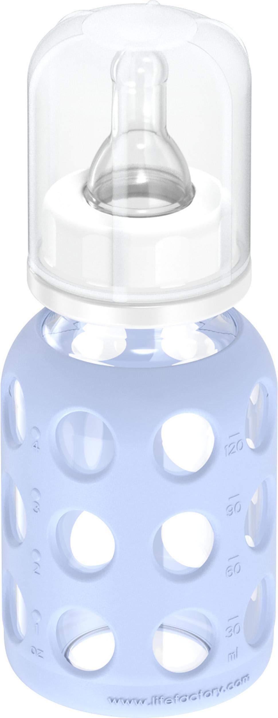 Lifefactory Glass Baby Bottle With Stage 1 Nipple And Protective Silicone Sleeve Blanket 4 Oz