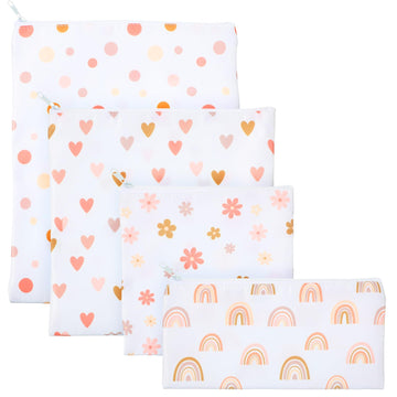 Paterr 4 Pcs Sandwich Bag Reusable Zipper Snack Bags Washable Food Safe Lunch Bags For Kids Students Adults Food (Rainbow)