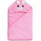 Hi mom Kids World Baby Hooded Bath Towel, Blue, Cotton Terry, Bear Design with Embroidered Face and Pompom Ears (Pink, 80X80)