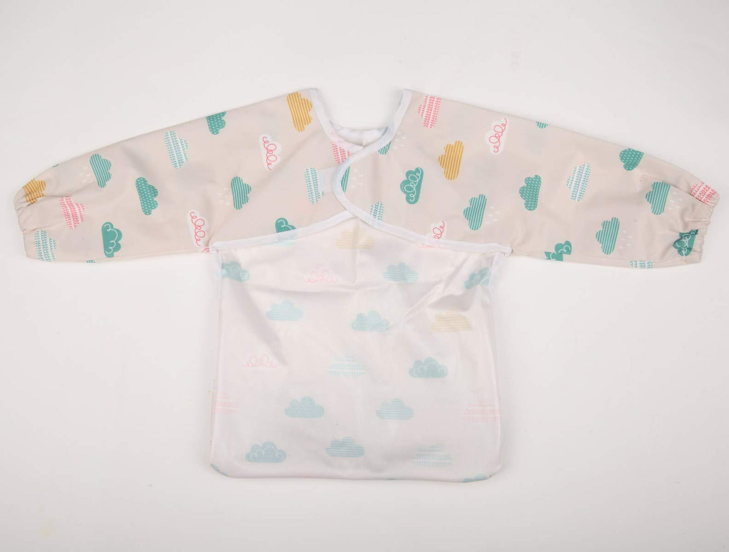Sigzagor Baby Bib Sleeved Shirt With Pocket 1-3 years old Toddler Painting Drawing (Cloud)