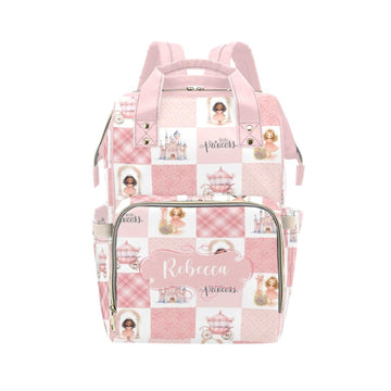 Custom Princess Baby Diaper Bag with Name - Personalized Nursing Travel Tote Backpack for Mom or Dad, Custom Name Baby Daypack G