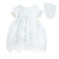 Baby Girls Lace Dress Christening Baptism Gowns Outfit With Bonnet For Party Wedding Off-White