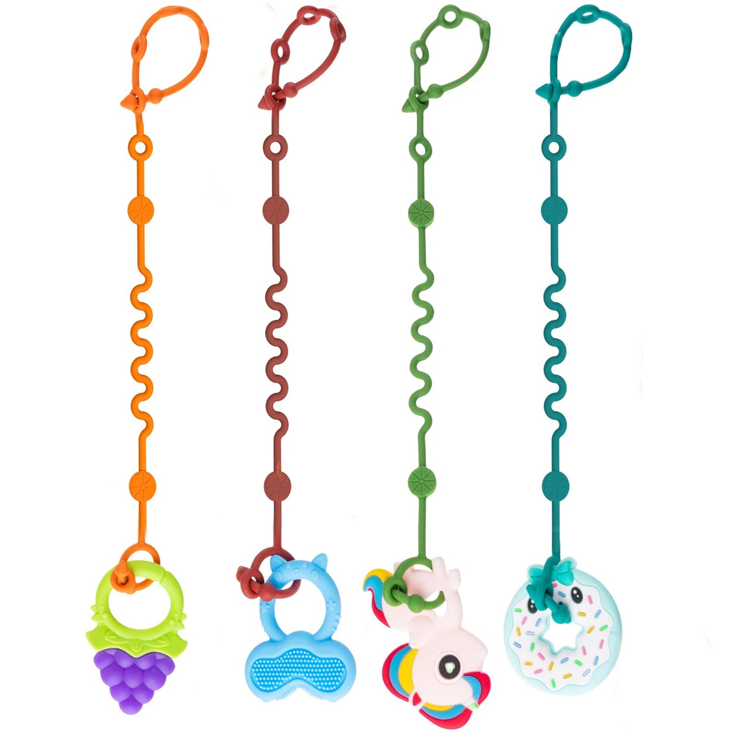 Littlehugs Toy Straps For Baby, 5Pcs Adjustable Toy Holder For Stroller Accessories, Silicone Baby Tether Pacifier Clip, No Thro