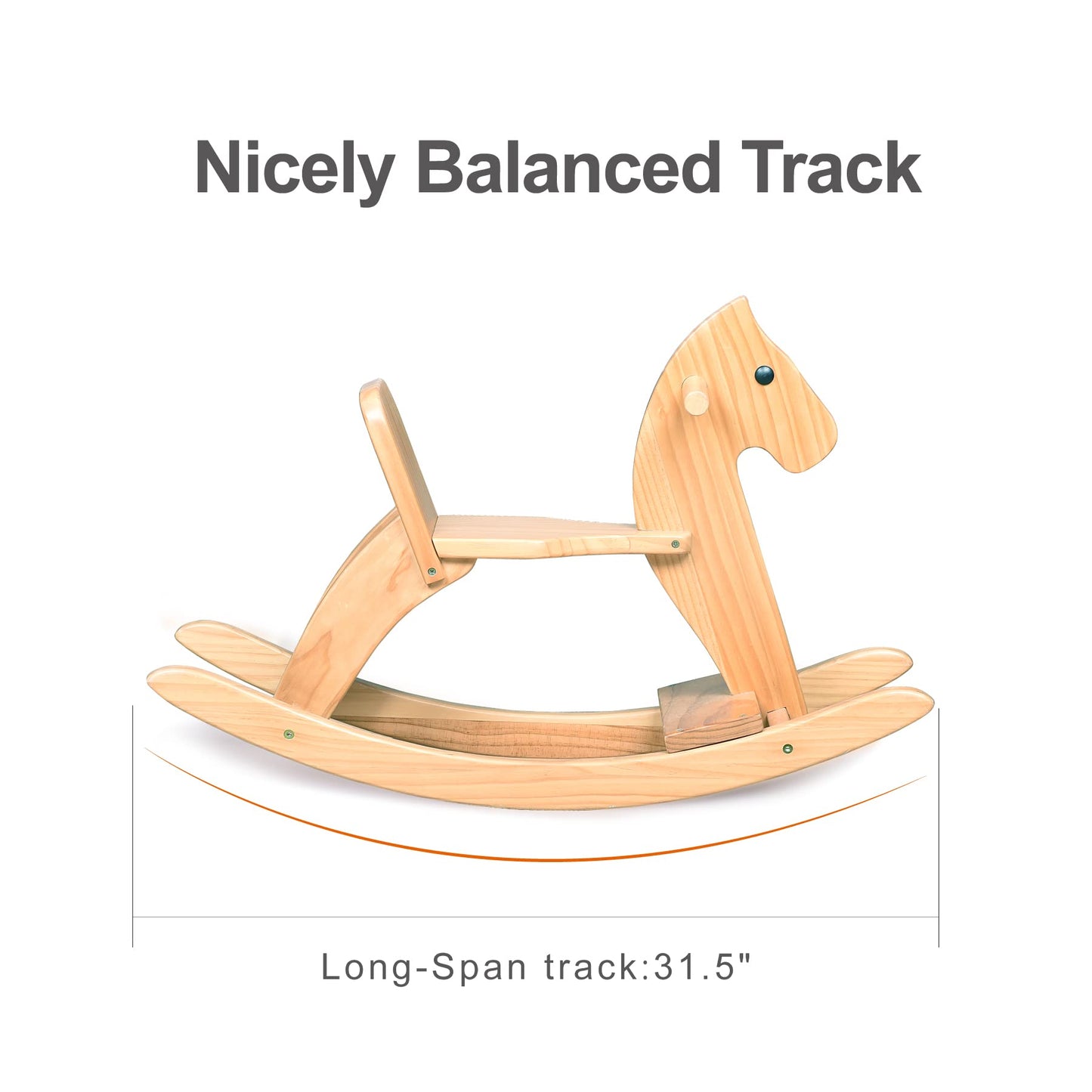 KRAND Wooden Rocking Horse Baby Ride On Toy for Toddler Rocking Horse Classic Design with Pedal and Safe backrest for Toddlers (