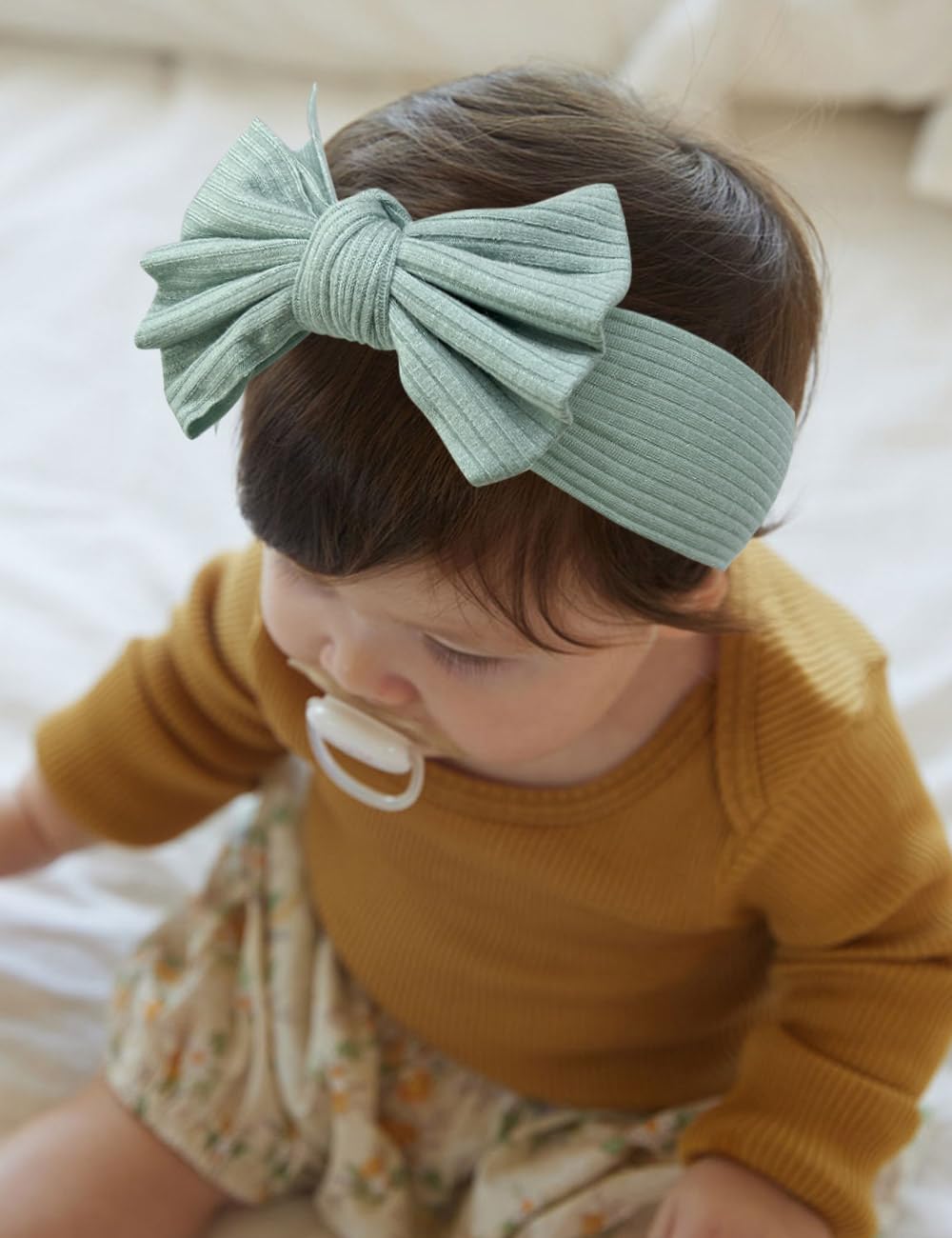 Zurlefy 6 Pack Pink Baby Girl Headbands And Bows, Handmade Infant Headband Bows For Baby Girls Head Wraps Newborn Toddler Bonnet