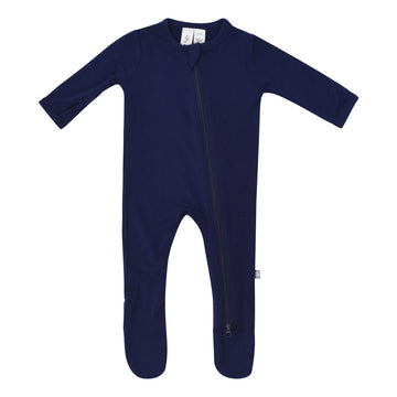Kyte Baby Soft Bamboo Rayon Footies, Zipper Closure, 0-24 Months (0-3 Months, Navy)