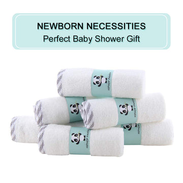 Hiphop Panda Hypoallergenic Bamboo Baby Washcloths - 2 Layer Ultra Soft Absorbent Bamboo Towel - Newborn Bath & Face Towel - Was