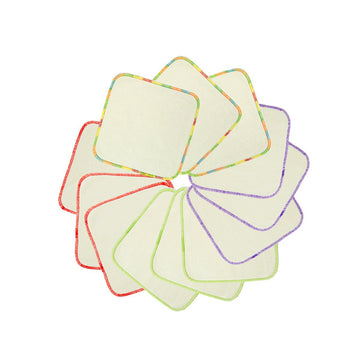 Babygoal Reusable Rayon From Bamboo Baby Wipes, 12 Pack Washable Small Size Saliva Towel Face Washcloths, Cloth Wipes 8X8 12Bw02