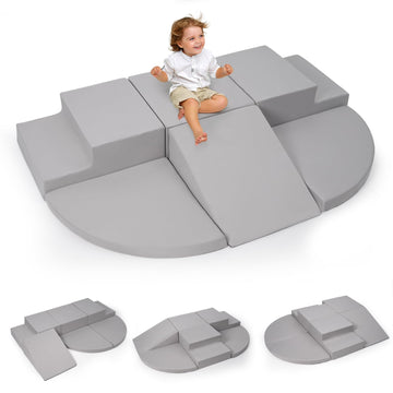 Rinnebbit 6-Piece Foam Climbing Blocks for Toddlers, Baby Climb and Crawl Soft Foam Play Set, Machine Washable Cover, Indoor Act