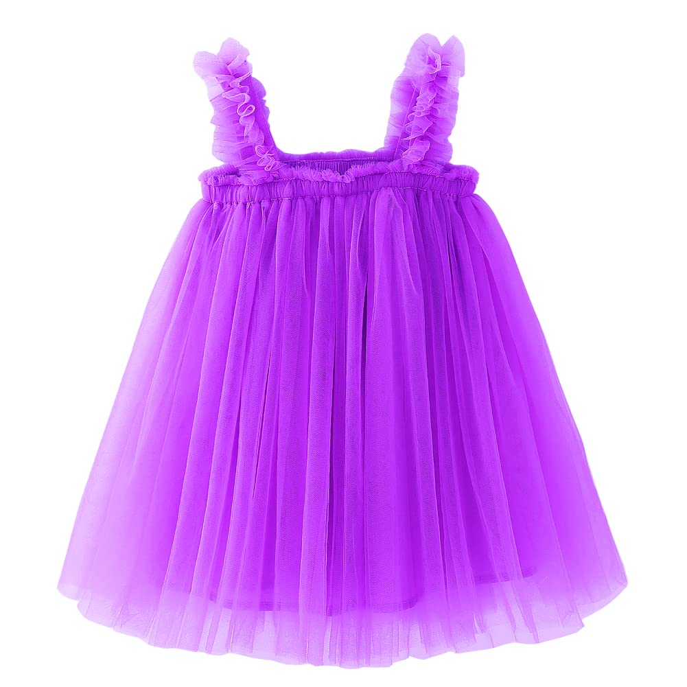 Bgfks Layered Tulle Tutu Dress For Toddler Girls,Baby Girl Rainbow Tutu Princess Skirt Set With Flower Headband.(Dark Purple,6 M