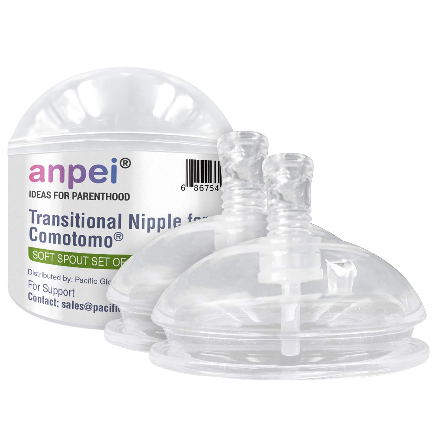 Anpei Straw Cup Straw Transitional Nipples Set Of 2 With Nipple Storage Case Compatible With Comotomo Baby Bottles, 5 Oz And 8 O