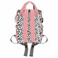 Customized School Bag With Name, Large Capacity Waterproof Diaper Bag, Leopard Heart Print Monogram Nappy Backpack With Thermal