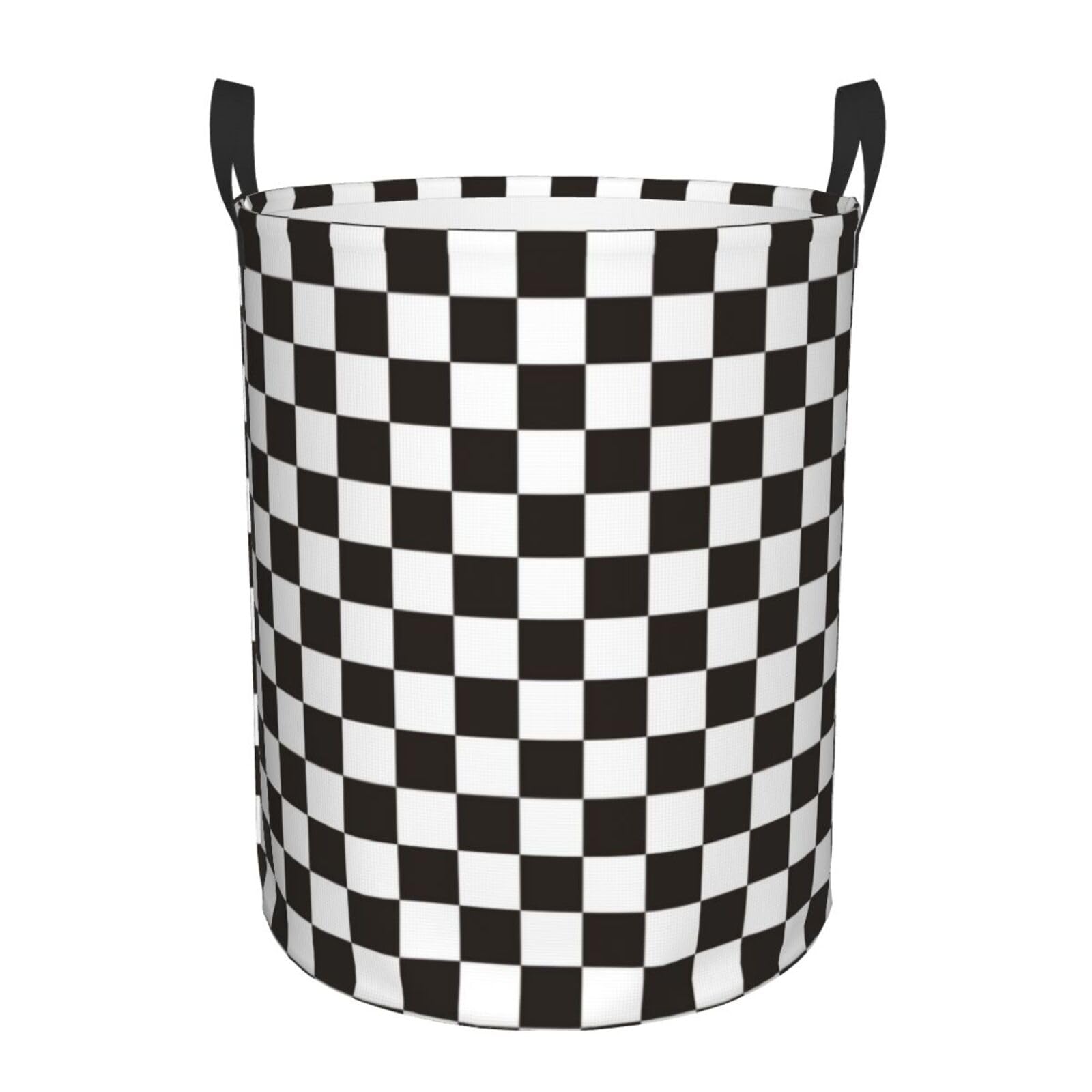 Pevtufa Black And White Checkerboard Foldable Laundry Basket Organizer,Fabric Clothes Toy Storage Basket Nursery Hamper Storage 