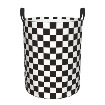 Pevtufa Black And White Checkerboard Foldable Laundry Basket Organizer,Fabric Clothes Toy Storage Basket Nursery Hamper Storage 