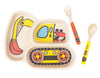 Kid Plate Set Bamboo Toddler Plates Dinnerware Dinner Dish Set Baby Feeding Spill Proof Divided Plate - Baby Spoon And Fork 3-Pi
