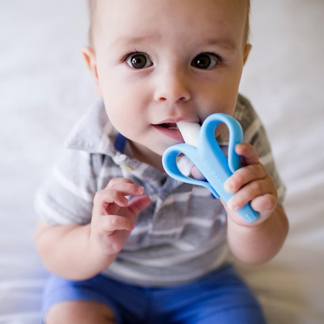 Baby Banana - The Original Blue Banana Toothbrush, Training Teether Tooth Brush for Infant, Baby, and Toddler, Made in America,