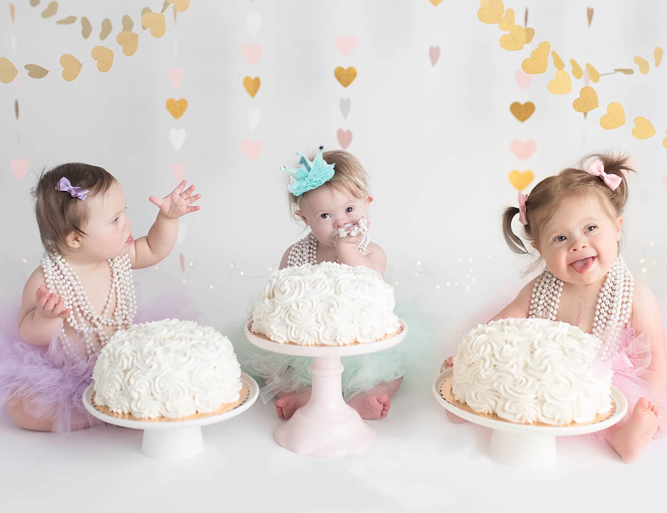 Linlulu 1St Birthday Crown Headband For Baby Girls - Elastic Pink Glitter Mini Crown, Princess Crown Headband, Tulle Bow Crown B