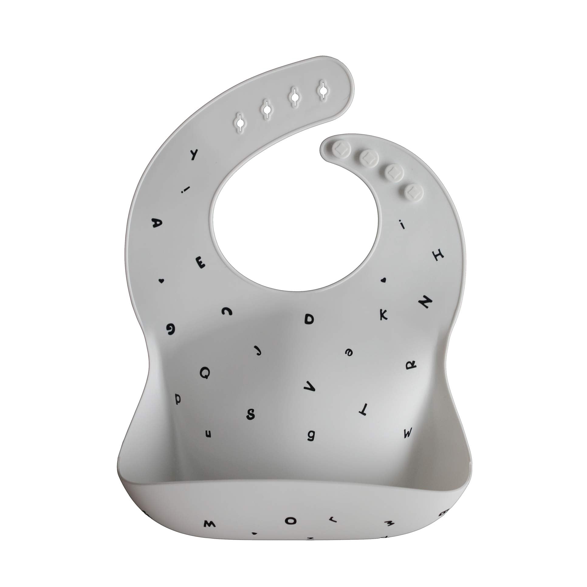 Mushie Silicone Baby Bib | Adjustable Fit Waterproof Bibs (Letters White)