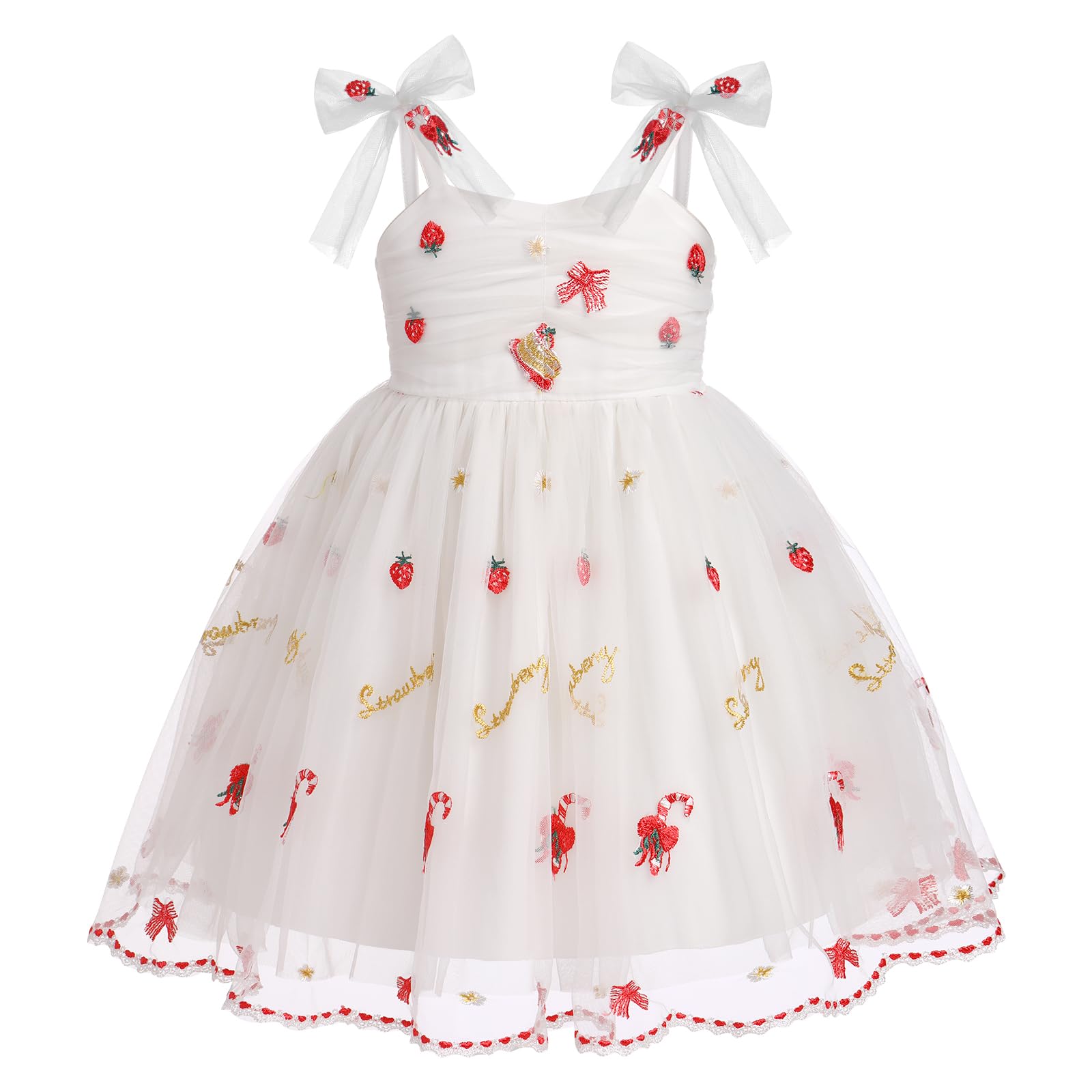Idopip Baby Girls Sequin Strawberry Tutu Dress Summer Sleeveless Backless Princess Birthday Party Dresses Toddler Girl First Com