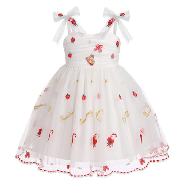 Idopip Baby Girls Sequin Strawberry Tutu Dress Summer Sleeveless Backless Princess Birthday Party Dresses Toddler Girl First Com