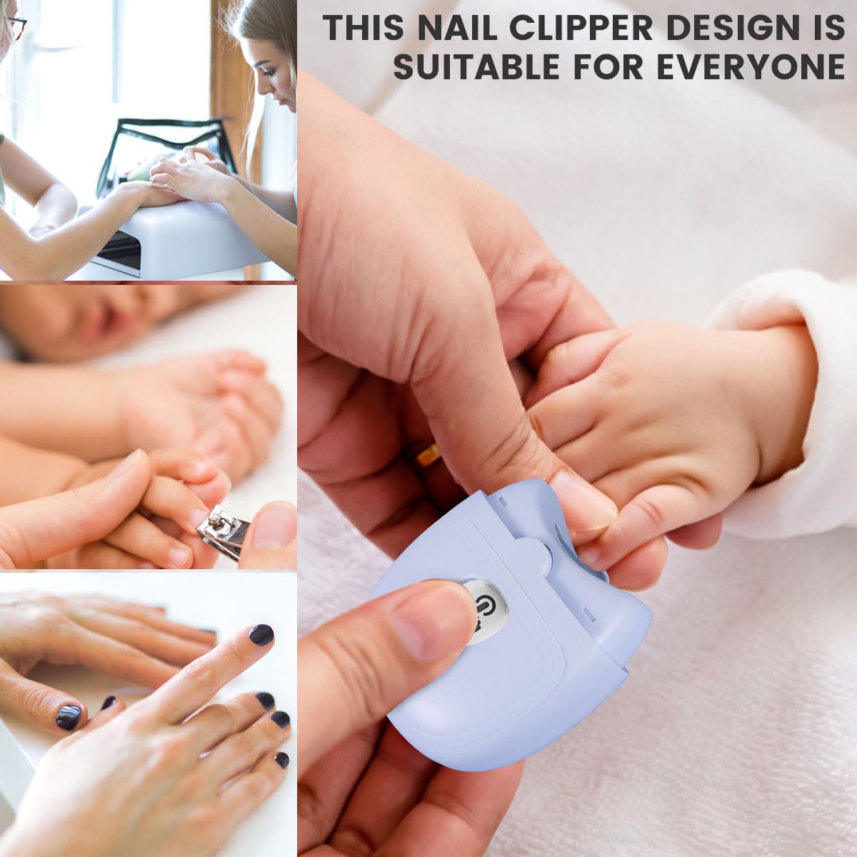 Automatic Nail Clipper Electric Nail Clippers With Light Rechargeable Fingernail Trimmer With Nail Scraps Storage Electric Nail