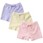 Teach Leanbh Unisex-Baby 3-Pack Cotton Soild Color Short With Drawstring 3-24 Months (18-24 Months, Purple/Yellow/Pink)