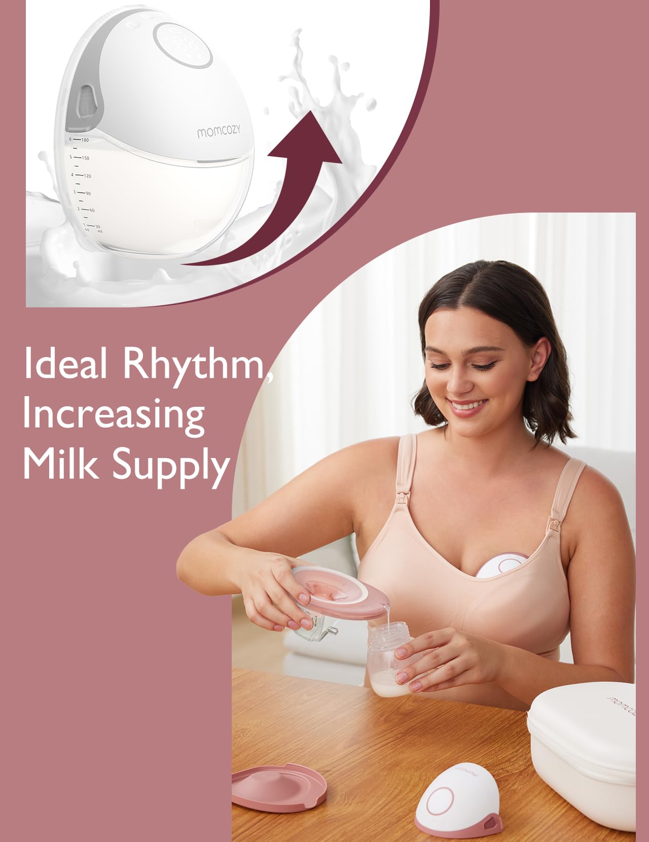 Momcozy Breast Pump Hands Free Mobile Style | M6, Wearable Breastfeeding Pump Ideal Rhythm For More Milk, Doublefit Flange More