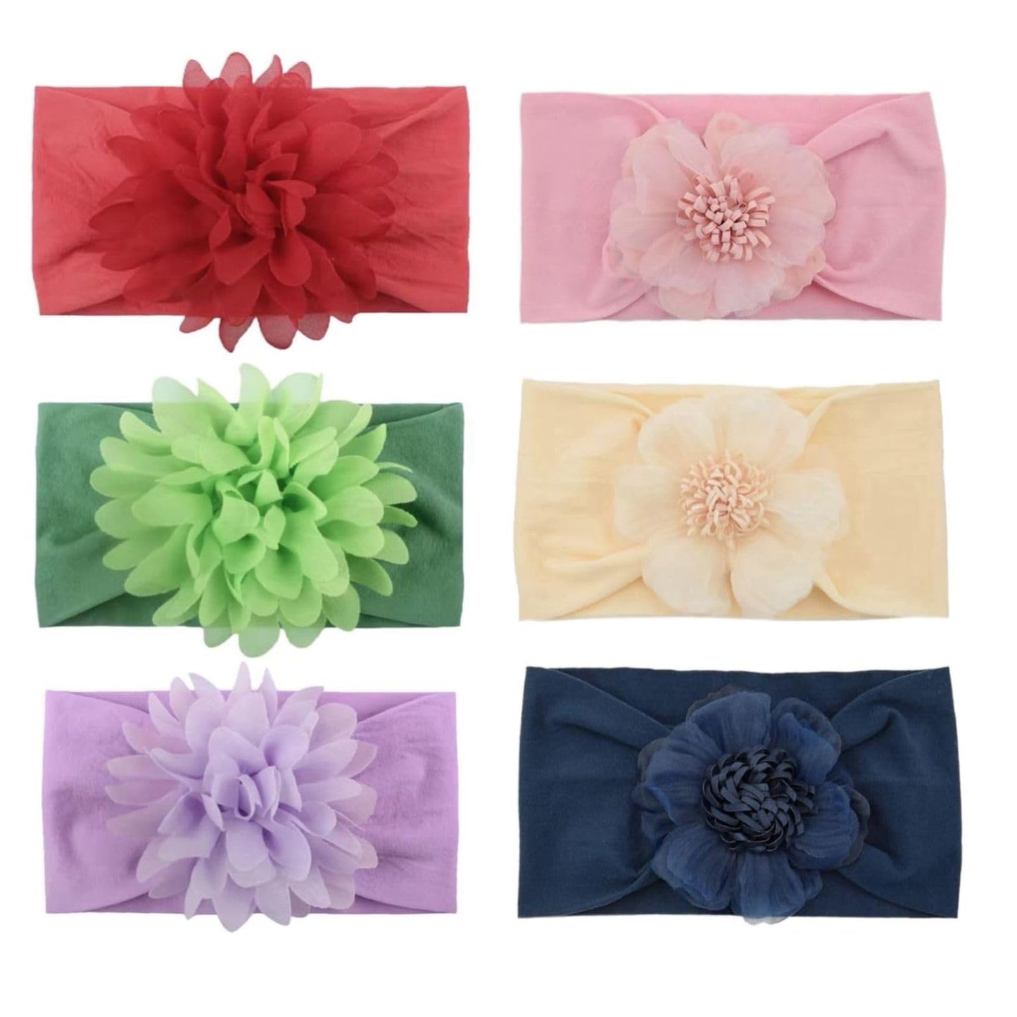 Inheaven 6 Pcs Baby Headbands Circle Bows Knotted Soft Silk Nylon Headwraps For Newborn Infant Toddlers Girl Kids