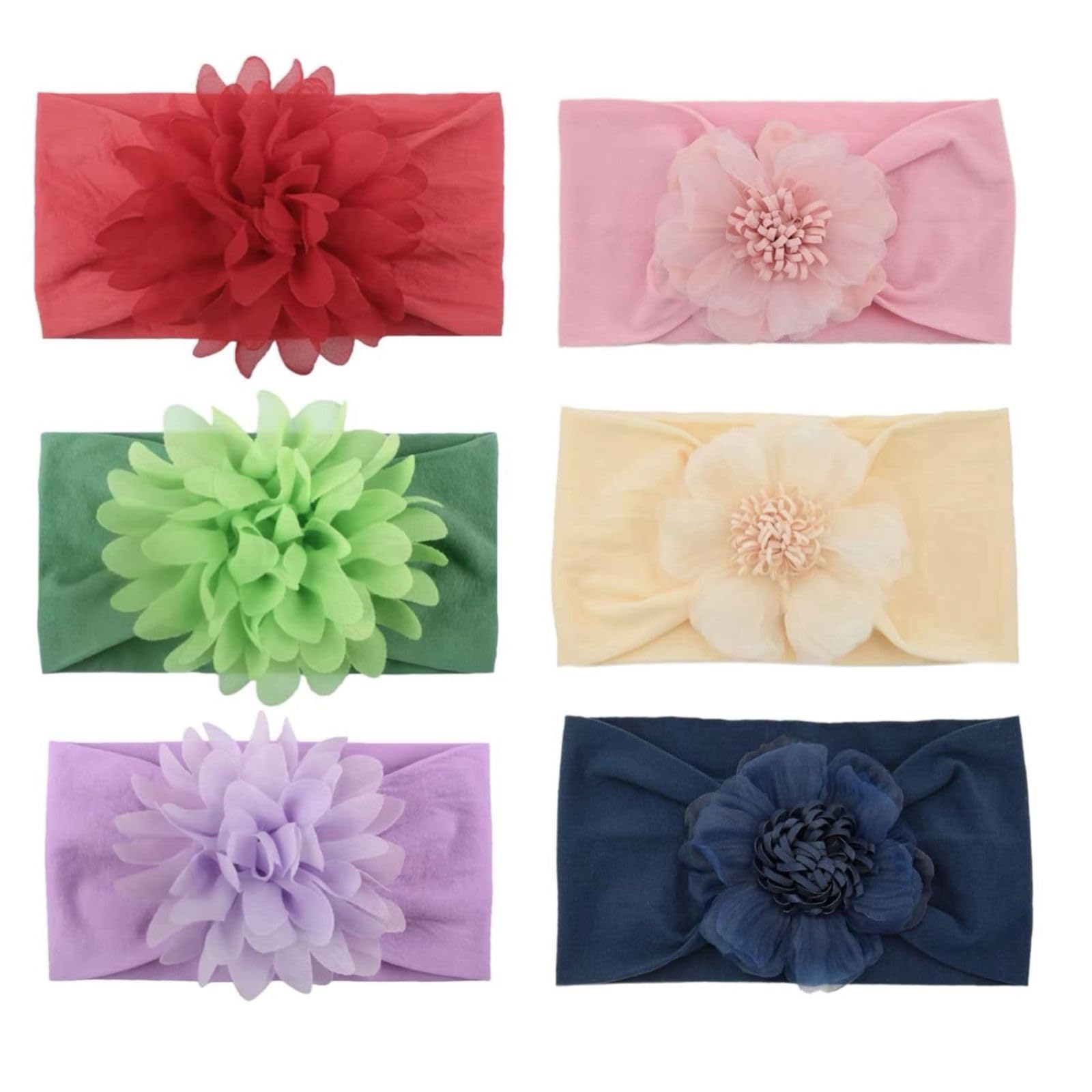 Inheaven 6 Pcs Baby Headbands Circle Bows Knotted Soft Silk Nylon Headwraps For Newborn Infant Toddlers Girl Kids