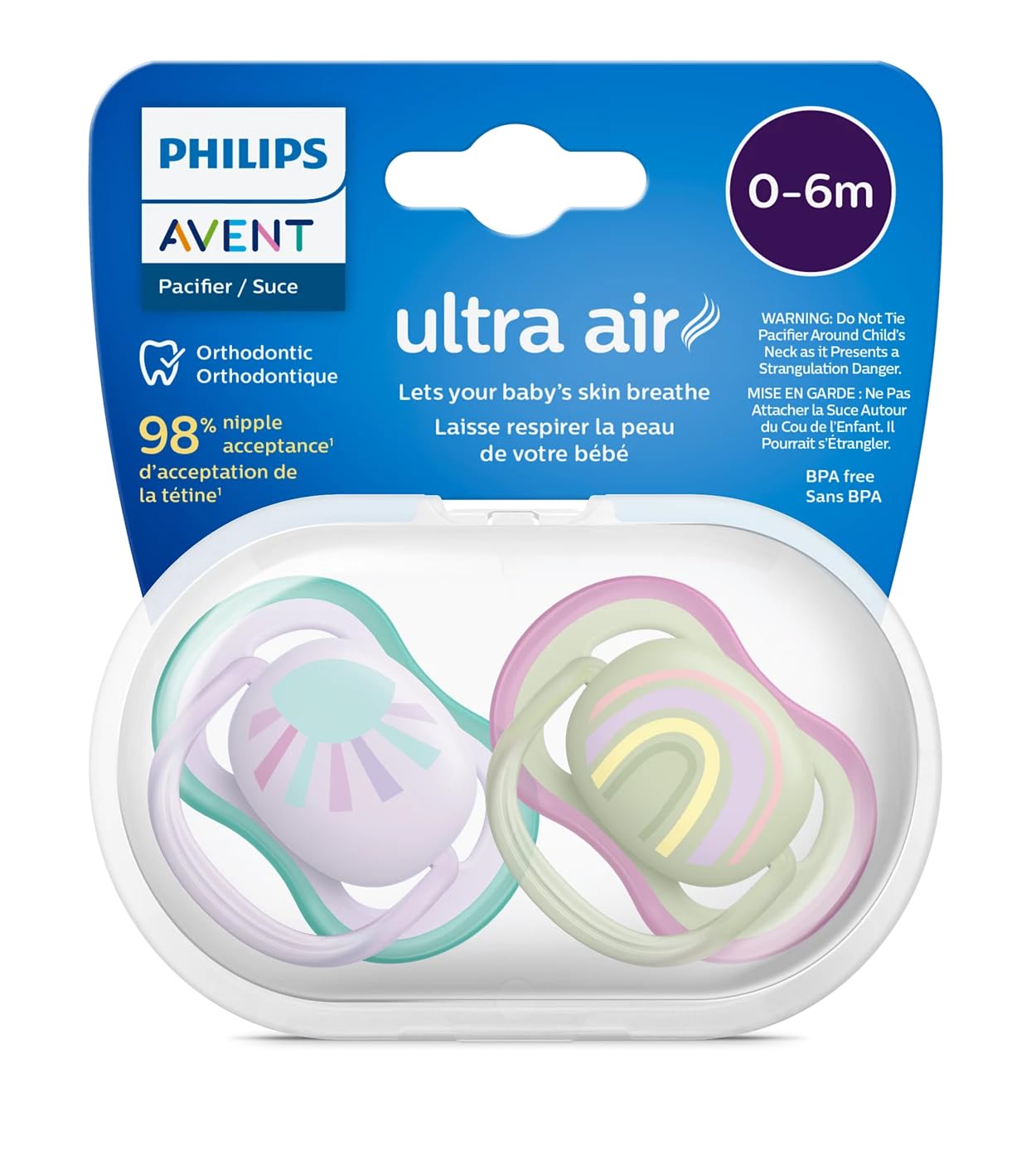 Philips Avent Ultra Air Soother  2 X Light, Breathable Baby Soothers For Babies Aged 06 Months, BpaFree With Steriliser Carry 