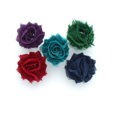 My Lello 1.75 Small Shabby Flower Baby Hair Clippie Variety 5-Pack - Plum/Forest Green/Teal/Maroon/Navy