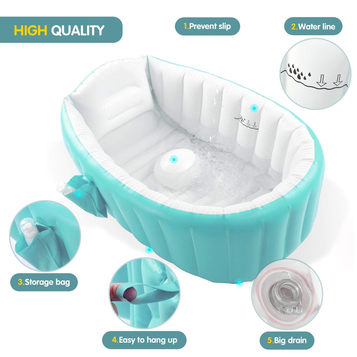 Inflatable Baby Bathtub With Air Pump, Baby Bath Tub Toddler Bathtub, Foldable Shower Basin For Newborn, Portable Travel Bath Tu