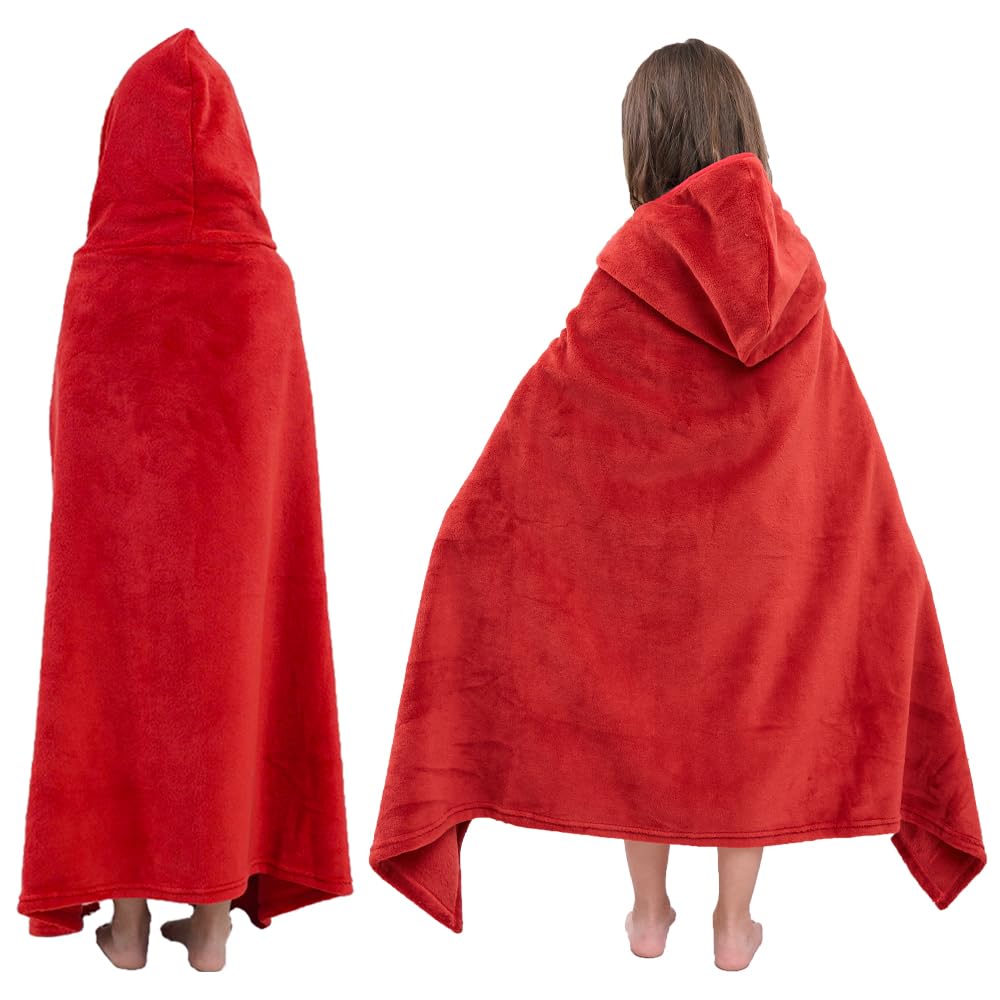 Hiturbo Kids Hooded Fleece Towel: Soft Plush Pool Beach Towel Wrap - 50'X30' Toddler Bath Blanket For Boys Girls 3-12 Years (R