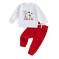 Karuedoo Toddler Baby Boy Valentines Day Outfit Cute Letter Print Sweatshirt Long Sleeve Shirts Top Jogger Pants Set (Duck Lette